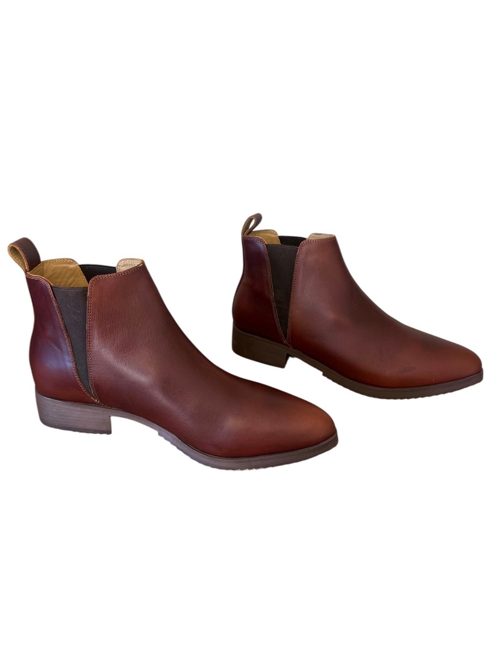 Nisolo Eva Everyday Chelsea leather boot Auburn red brown sz 11 classic fall